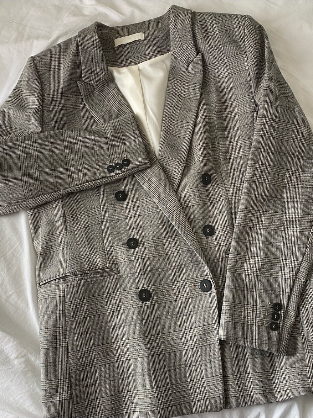 H&M Plaid Double-Breasted Blazer